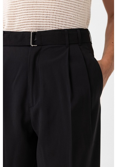 Antioch Modal Kumaş Relax Fit Kemerli Erkek Pantolon Siyah
