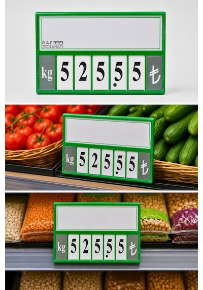 Fiyat Kasetlik Manav Kasap Şarküteri Etiketi Rakamlı Fiyatlık Ayaklı Büyük Boy 123x84 Mm Yeşil