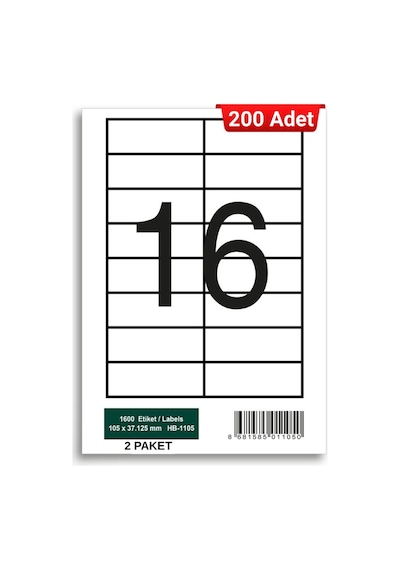 Herboy Hb-1105 105 X 37,125 Mm A4 Laser Etiket 200 Adet