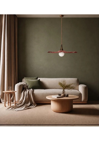 El yapımı kil sarkıt avize 60 cm - Wabi Sabi Terracotta - G9 Led aydınlatma