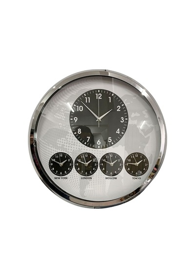 Krom Şık 52 Cm Dünya Saati Açık