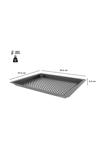 Fırınlar İçin Air Fry Ve Grill Tepsisi. Buharlı Pişirme İdeal. Delikli Antrasit Emaye