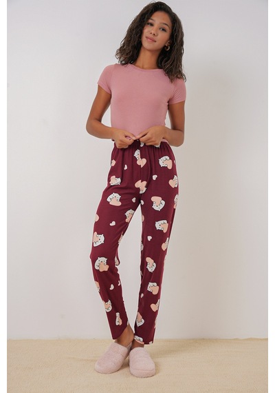 Bigdart 4323 Desenli Pijama Altı - Bordo