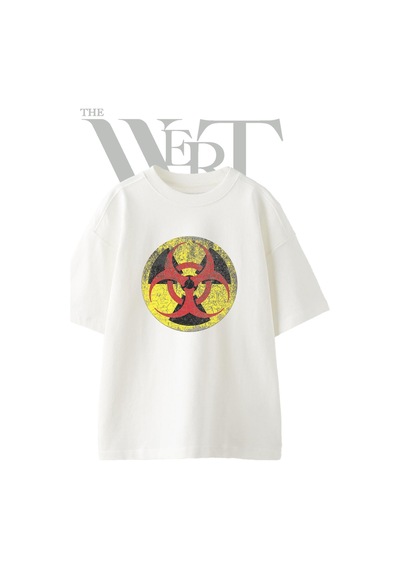 Thewert Biohazard Tasarım Baskılı Ünisex Beyaz Oversize T-shirt