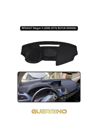 Renault Megan 3 2008-2015 Buyuk Ekranlıtorpido Koruma Halısı Siyah Kenar