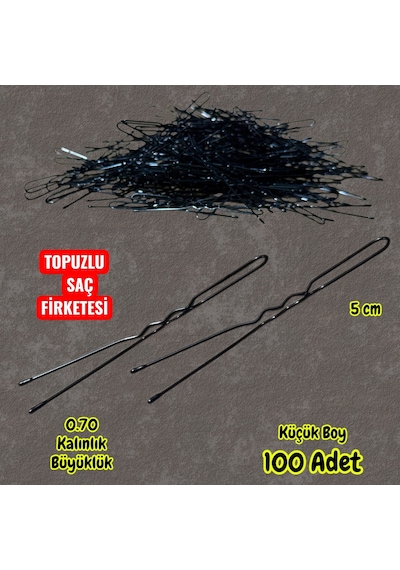 Technow Siyah 5 Cm Küçük Topuzlu Saç Firketesi Toka 0.70 Siyah 100 Adet Siyah