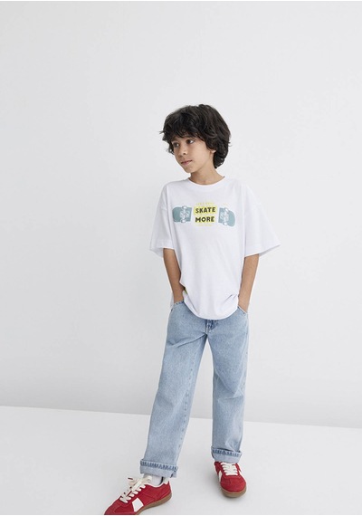 Mavi Oversize Beyaz Erkek Çocuk T-shirt M6610276-620 Beyaz