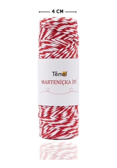 Marteniçka İpi Kırmızı Beyaz, 100 Metre 2 Mm, Bileklik Ve Hediye Paketleme İçin Dekoratif İp 000 Açık Krem