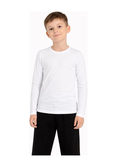 Barlashive Erkek Çocuk Basic Uzun Kollu Tişört Okul Günlük Rahat T-shirt - Beyaz Çok Renkli
