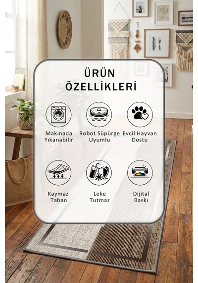 Kahve Kare Yıkanabilir Yolluk