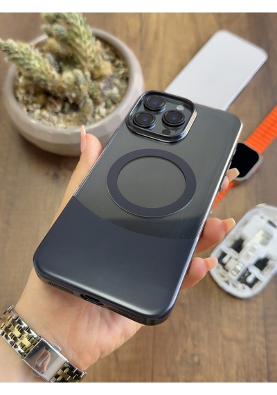 Apple iPhone 16 Pro Max Magsafe Uyumlu Mika Sararmaz Kılıf Soocase720 Siyah
