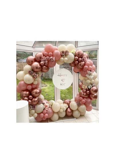 Krom Pembe Toz Pembe Ve Ten Rengi Balon Zinciri 100 Adet Mix