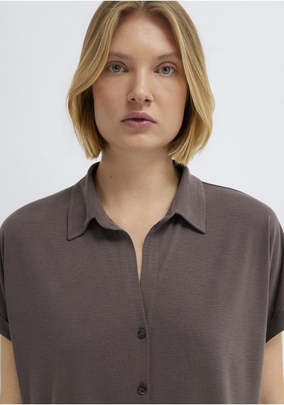 Mavi - Soft-premium Kahverengi Tencel Modal Karışımlı Gömlek 168081-87537
