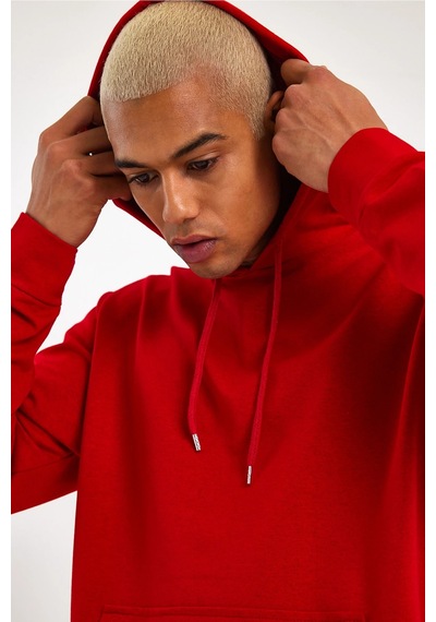 Süperlife Erkek Kapşonlu Regular Fit İnce Sweatshirt Spr 20k55 Kırmızı