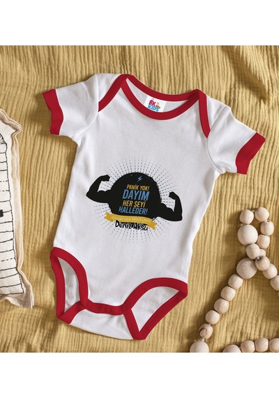 Bk Gift Bk Kids Kişiye Özel Dayım Her Şeyi Halleder Tasarımlı Kırmızı Bebek Body Zıbın-1 Çok Renkli