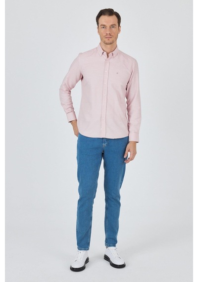 İmza Uzun Kol Desenli Armürlü Düğmeli Yaka Cepsiz Pamuklu Classic Slim Fit Gömlek 1004250204 Pudra İmza Uzun Kol Desenli Armürlü Düğmeli Yaka Cepsiz Pamuklu Classic Slim Fit Gömlek 1004250204 Pudra