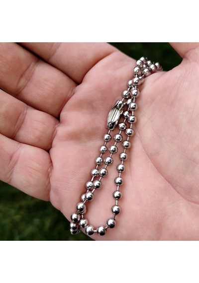 4.5mm 90cm Çok Kalın Uzun Top Boncuk Kolye Zincir Çelik Rengi Gümüş