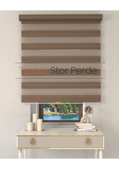 Somon Rengi Etek Dilimsiz Zebra Stor Güneşlik Perde Somon Rengi