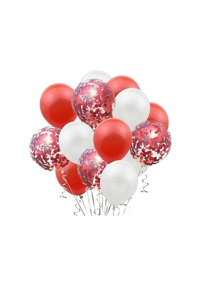 Kırmızı Beyaz Konfetili Balon Gri