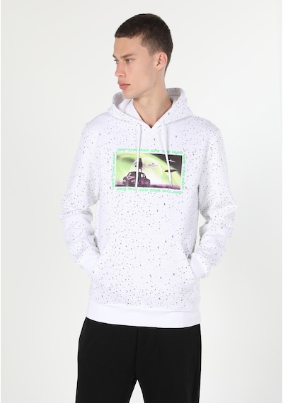 Colin's Colins Regular Fit Kapüşonlu Baskılı Beyaz Erkek Sweatshirt Cl1060038 Beyaz