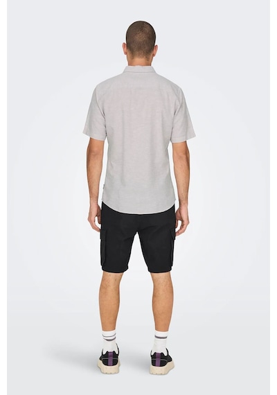 Only & Sons Erkek Onscaıden Slim Fit Kısa Kollu Keten Gömlek 22009885 Lila