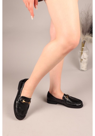 Jive Eskitme Tokalı Loafer Siyah-8031 Siyah
