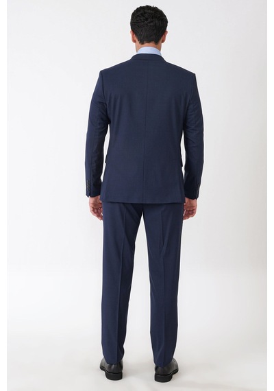 Efor Slim Fit Mono Yaka Çift Yırtmaç Esnek Yünlü Lacivert Takım Elbise Tk 947