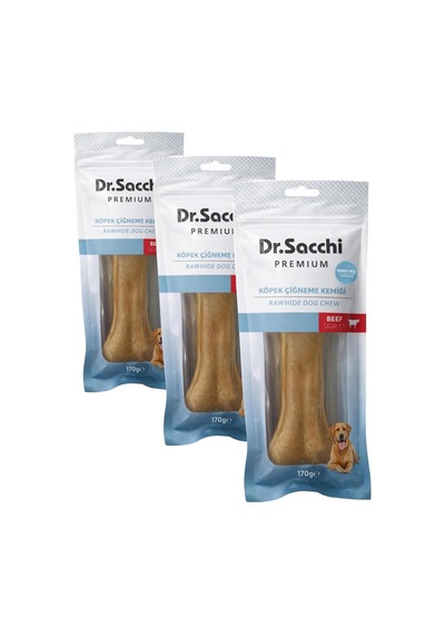 Dr.sacchi Premium Sığır Etli Doğal Sığır Derisi Press Kemik Tahılsız Köpek Ödülü 8.5170-180 Gr 1'li 3 Pake
