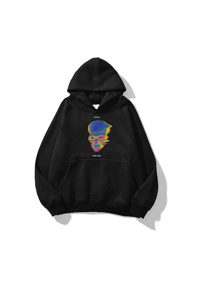 Startmore Unisex Thermal Skull Sweatshirt Hoodie Siyah