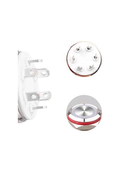 Wd16c1-pin-p1-ec 16mm Düz Yaylı Işıklı Metal Buton - Kırmızı