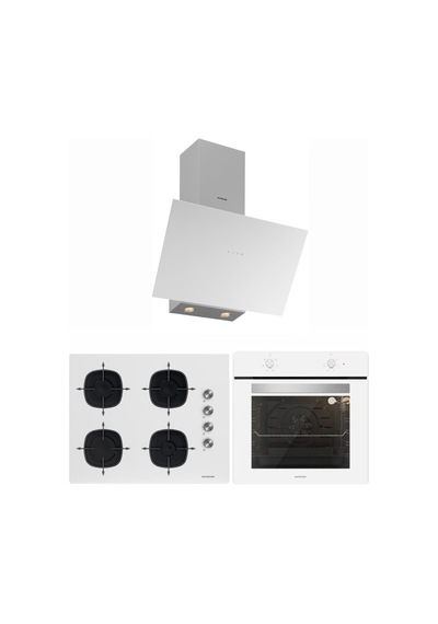 Silverline BO6501W01 - CS5700E7W01 - 3481 FLAM Beyaz Cam Ankastre Set