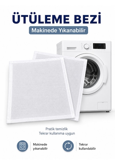 Beylini 2 Adet 33x65 Ütü Filesi Hassas Kumaşlar İçin Yanmaz Isıya Dayanıklı Ütü Bezi Ütüleme Matı Kırışmaz Şeffaf File Ütü Altlığı Beyaz