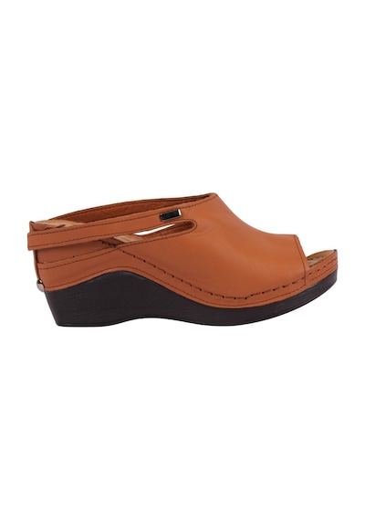 Napa Shoes Ortopedik Konforlu Dolgu Topuk Ayarlanabilir Açık Burun Terlik Napa-1001 Taba