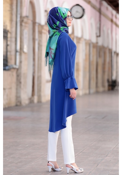 Raika Moda Feryal Büyük Beden Pantolon Tunik Tesettür Takım Saks
