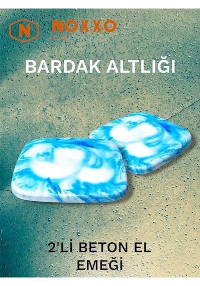 2 Li Beton Bardak Altlığı Betonun Şıklığı El Emeğinin Değeri Mavi Mavi