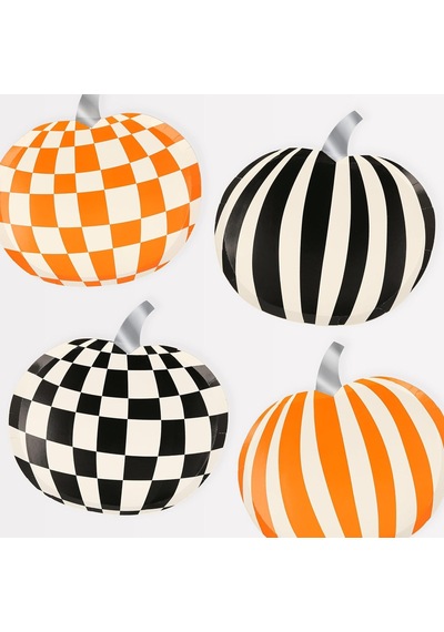 - Mod Pattern Pumpkin Plates - Modern Balkabağı Tabaklar 8'li 256