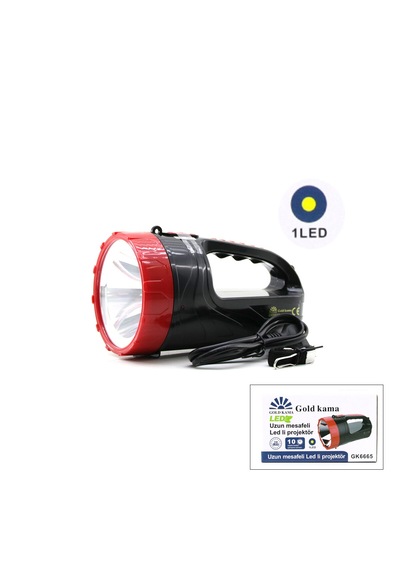 2w Tek Ledli El Feneri Projektör Fiş Şarjlı 2 Kademe Işık Ayarı Gk-6665 5250