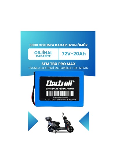 Sfm Tbx Pro Max Uyumlu Batarya Standart Kapasite Lifepo4 72v 20ah Elektrikli Motorsiklet Bataryası