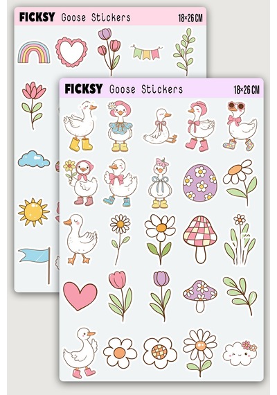 Sevimli Ördek Sticker Seti - 50 Adet Etiket Çıkartma Diğer