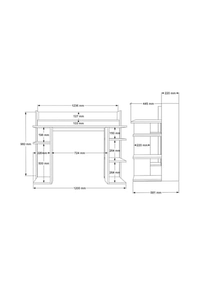 Pantego 124cm Çalışma Masası Bilgisayar Masası Raflı Beyaz Pan1-sa Antrasit