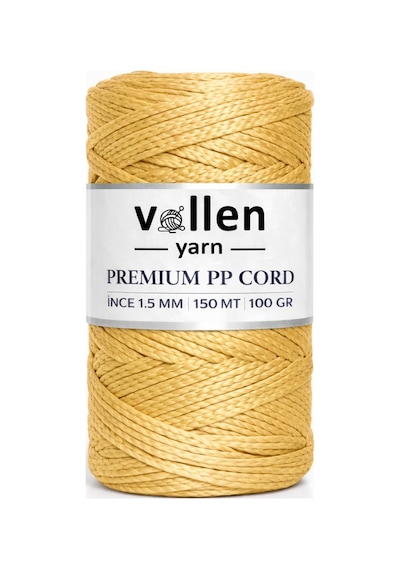 1.5mm-150mt Polyester Makrome Ipi, Supla Ipi, Çanta Ipi, Bileklik Ipi, Makrame, Altın Sarı