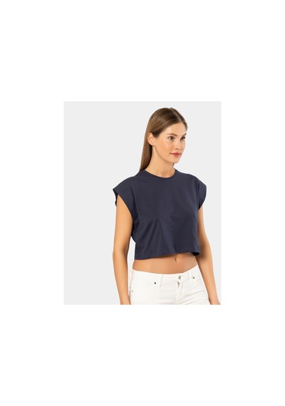 Türen Kadın Vatka Görünümlü Crop T-shirt 3402/lacivert 001