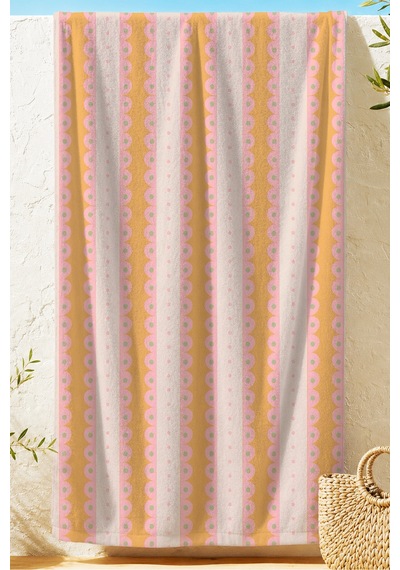 Çizgili Retro Fırfır Desenli Plaj Havlusu - Pastel Bohem Sarı Pembe Hızlı Kuruyan Mikrofiber Havlu Yumuşak Papatya Çizgili Retro Fırfır Desenli Plaj Havlusu - Pastel Bohem Sarı Pembe Hızlı Kuruyan Mikrofiber Havlu Yumuşak Papatya