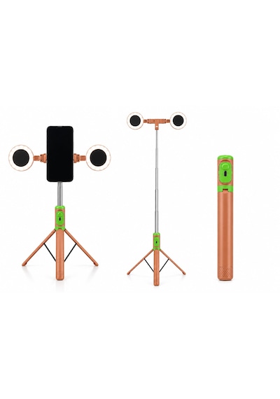 Blc Çift Led Işıklı Selfie Çubuğu Tripod Telefon Standı Katlanabilir Ergonomik Telefon Tutucu