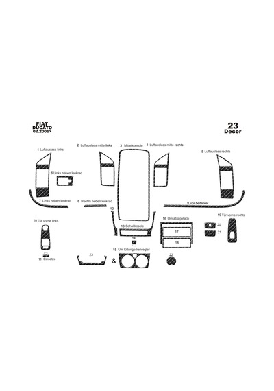 Fiat Ducato Jumper Boxer Torpido Kaplama 2006 22 Parça Karbon