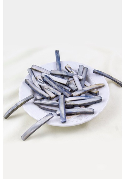 6x45 Mm Haki Renk Çift Delikli Çubuk Doğal Taş Boncuk 10 Adet