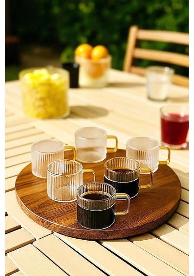 Clavera 6'li Kulplu Cam Çay Kahve Espresso Bardak Fincan Seti 150 Ml Diğer