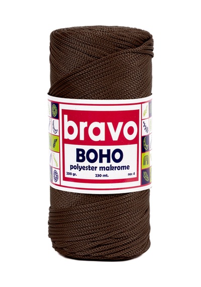 Boho Polyester Makrome İplik 2 Mm 200 Gr 230 Metre No: 4 Renk Kodu: 210 Koyu Kahve