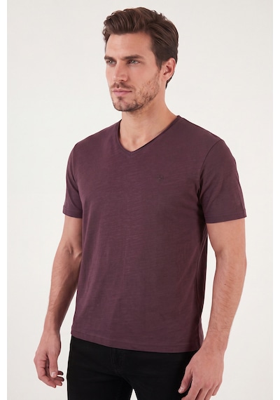 Buratti Pamuklu Regular Fit V Yaka T Shirt Erkek T Shirt 5902719 Vişne