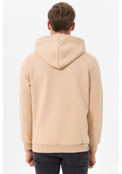 Süvari Kapüşonlu Yaka Regular Kalıp Düz Bej Sweatshirt Bej